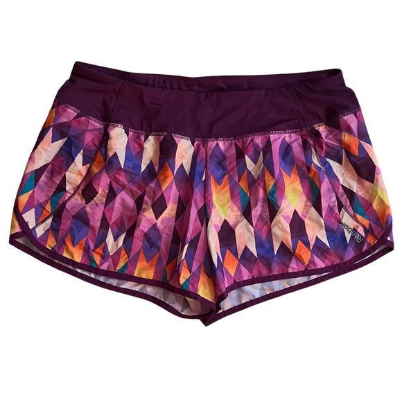 Reebok Pink/Purple Printed Running Shorts, Large - Picture 1 of 5